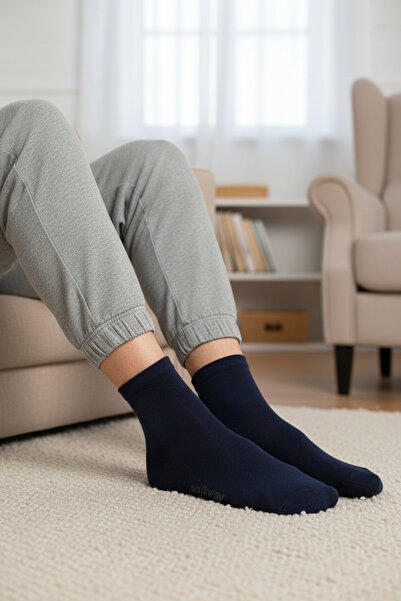 WALKWAY Navy Blue Cotton Long Men's Socks Ptk-2184