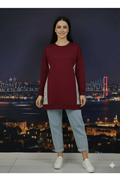 azram Embroidered Denim Detailed Hijab Tunic