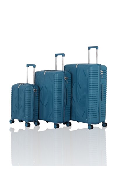 AVIATOR 3-piece shatterproof polypropylene travel bag set with double wheels - 1-year warranty covering breakage