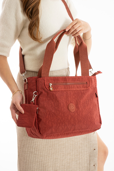 MEGA ÇANTA Women's Shoulder Bag Klinkir Interior and Exterior Textured Quality Workmanship and Three Compartments