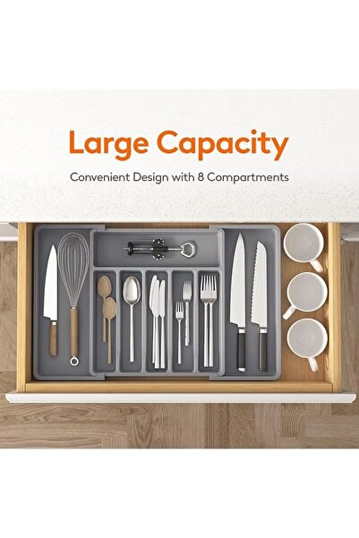 Generic Silverware Drawer Organizer Expandable Utensil Tray for Kitchen Flatware and Cutlery Holder