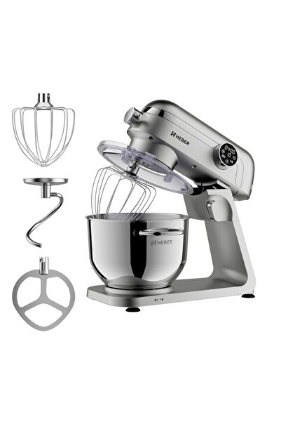 Heber HBR-1512S Stand Mixer, 1800W, 6L Stainless Bowl, 10 Speeds, Touch LED, Grey