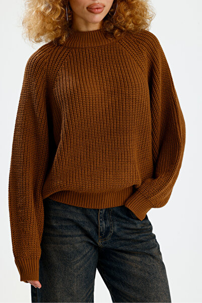 Figo Πλεκτό πουλόβερ με στρογγυλή λαιμόκοψη Raglan με ραβδώσεις