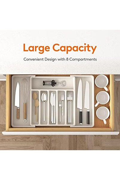 Generic Silverware Drawer Organizer Expandable Utensil Tray for Kitchen Flatware and Cutlery Holder