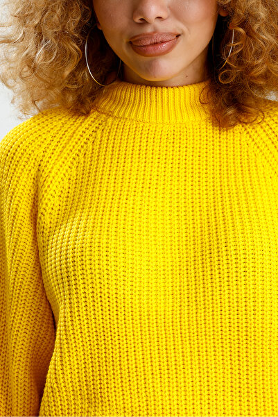 Figo Round Neck Raglan Sleeve Ribbed Knitwear Sweater