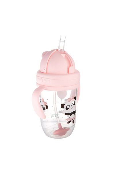 Canpol babies Spill-proof cup with straw and weight, 270 ml, Exotic Animals Pink, 6 months+