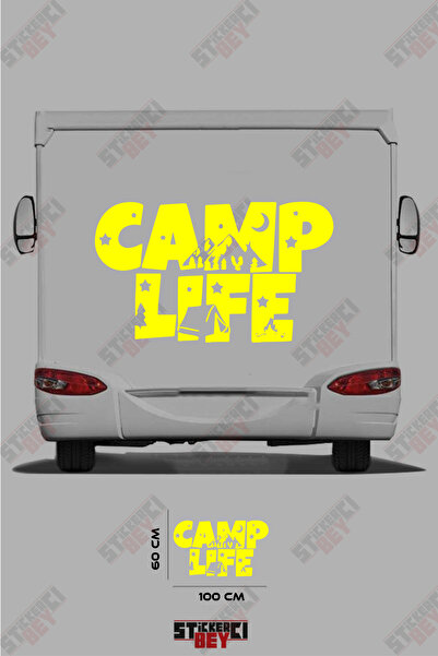 STİCKERCI BEY ملصق مطبوع بنمط خيمة التخييم على شكل عربة متنقلة