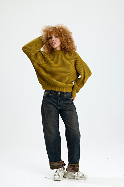 Figo Πλεκτό πουλόβερ με στρογγυλή λαιμόκοψη Raglan με ραβδώσεις