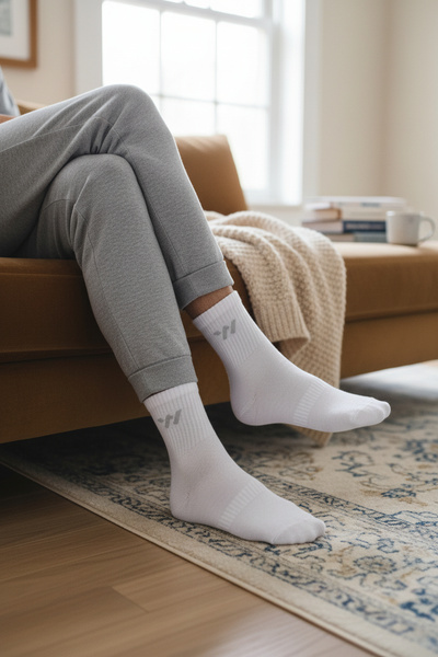 WALKWAY Білі бавовняні чоловічі довгі шкарпетки TNS-2181