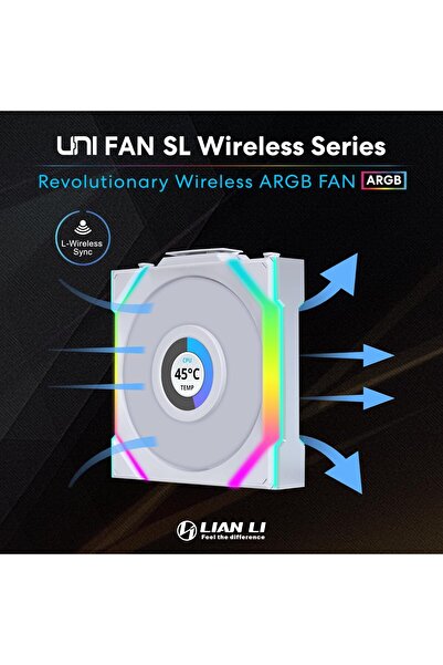 Lian Li Uni Fan SL LCD Wireless 120 - ARGB Fan with 1.6" LCD - White