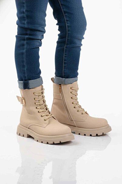 AYK'S Beige Children's Boots with Fleece Inside and Zipper Aleda F