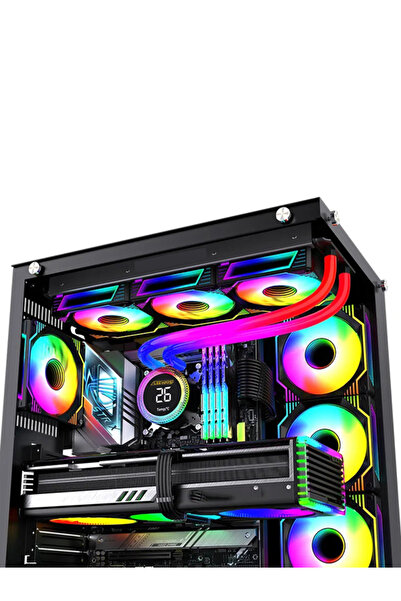 ALWAYS TEKNOLOJİ 360 Pro White Argb 360mm Liquid Cooler Intel-Amd Compatible Black with Digital Temperature Display