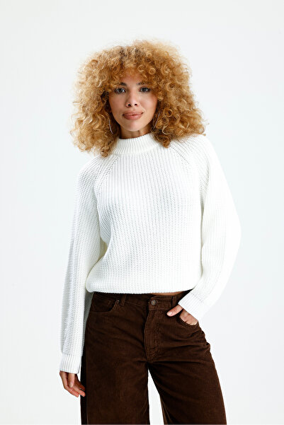 Figo Pulover din tricot cu mâneci raglan cu gât rotund