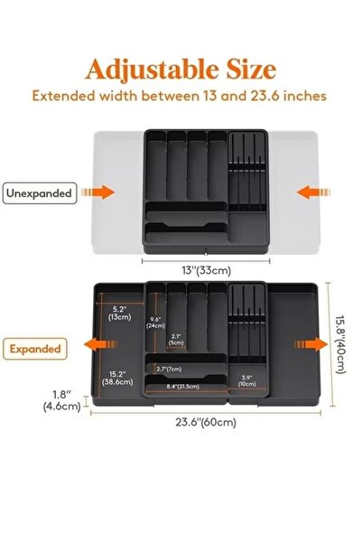 Generic Silverware Drawer Organizer Expandable Utensil Tray for Kitchen Flatware and Cutlery Holder