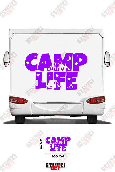 STİCKERCI BEY ملصق مطبوع بنمط خيمة التخييم على شكل عربة متنقلة