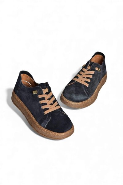 Fox Shoes V999060502 Navy Blue Genuine Leather Suede Women's Sports Shoes Sneakers