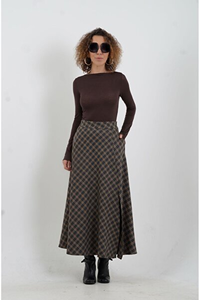 Zelish My Sister Smoked Plaid Slit Skirt