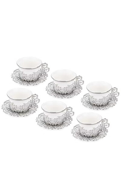 ACAR 6-Piece Arabic & Turkish Coffee Set with Glass Cups, Silver Holders & Saucers – Made in Türkiye