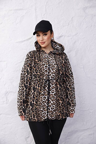 BRGCLOTHING Lână leopard care păstrează căldura cu glugă cu fermoar Swea tricou