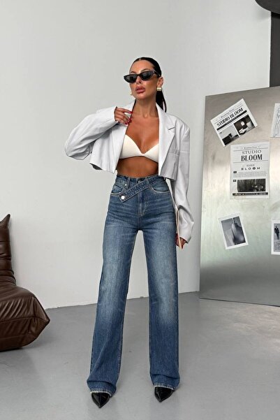 Joana Blugi din piele Anora albaștri, croială regulată