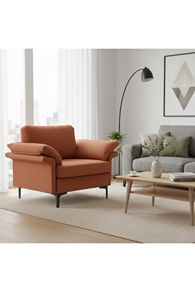 homejoyz | كرسي بذراعين من الكتان - تيراكوتا