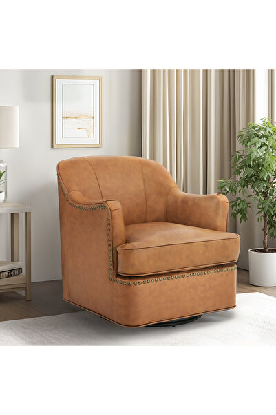 homejoyz كرسي استرخاء أوربان ريلاكس بتنجيد جلدي بني فاخر - بني