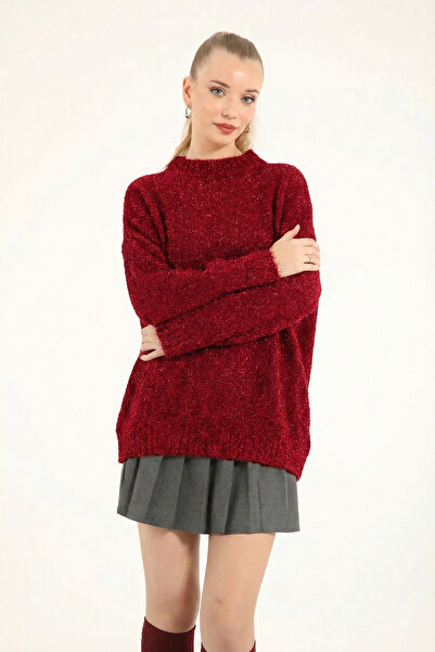 Suede Style 51114 - Stylish Comfortable Silvery Women's Knitwear Long Sweater