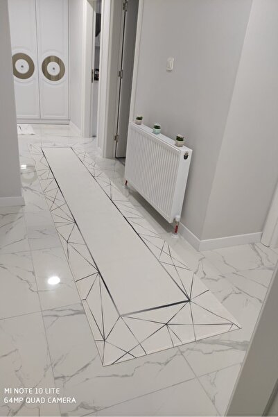 VOPTEKS Gri Halı Yolluk Makinede Yıkanabilir Halı Kaymaz Taban Halı