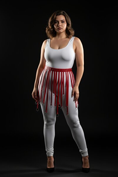 Angels Passion Plus Size Red Skirt New Season Laser Cut Office Chic - Domestic Production