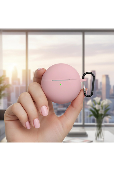 CaseOnn حافظة هواوي فري بادز 7i مع حزام، سيليكون غير لامع باللون الوردي