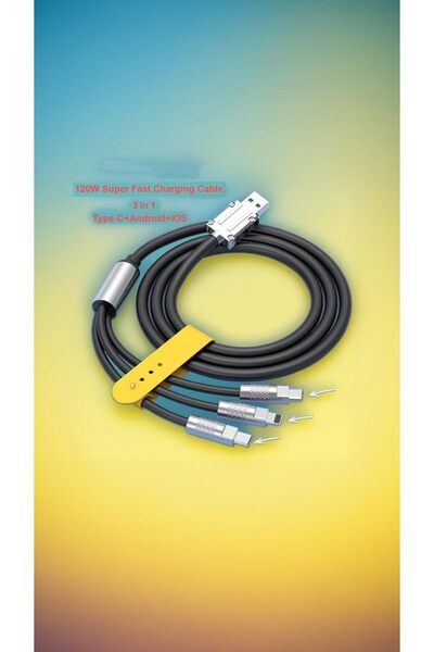 Sweet seven 6A Fast Charging 3-in-1 USB Cable 1.2m (Black)