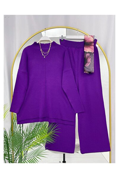 YEDİLALE Stand-Up Collar Casual Wide-Leg Knit Tunic Pants Double Set [Not a Shawl Genius, Size Range 38-44]