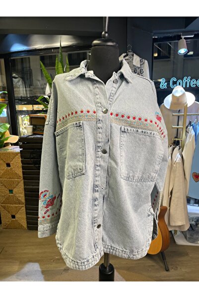 Dadali Women's Embroidered Long Sleeve Cotton Denim Jacket