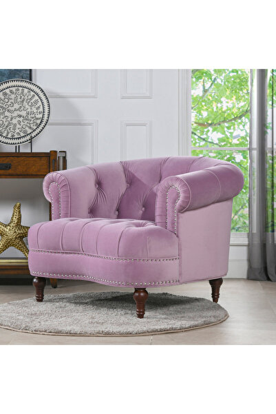 homejoyz كرسي استرخاء مخملي من المخمل والخشب السويدي - بنفسجي