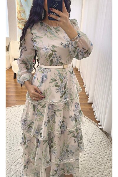 SELSAL Layered floral chiffon dress