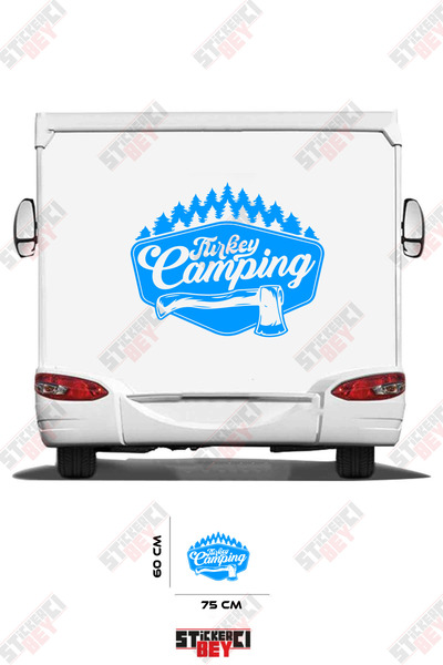 STİCKERCI BEY ملصق تخييم تركي بتصميم كارافان مكتوب عليه