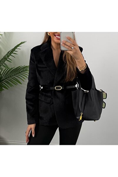 Lavanta Tekstil Belted Plush Blazer Jacket