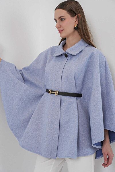 modayaselam Kaşe Kumaş Kemerli Panço