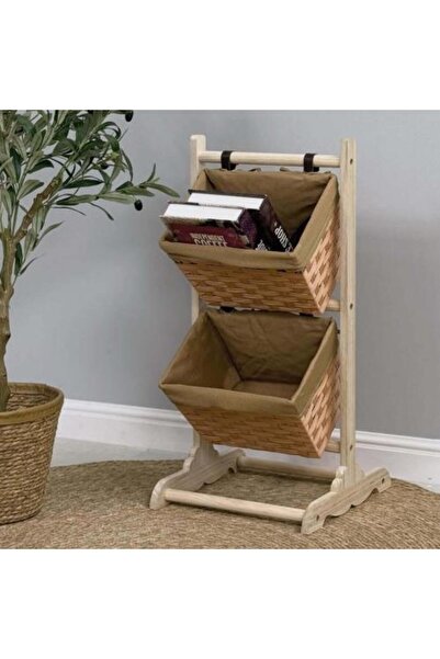 SPR ستاند خشب سلال خوص JARDO JARDO Wooden Stand with Wicker Baskets