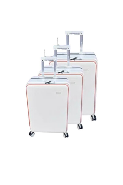 NKX مجموعة حقائب سفر متينة بعجلات، مصنوعة من قشرة صلبة، من 3 قطع، لون أبيض، م...