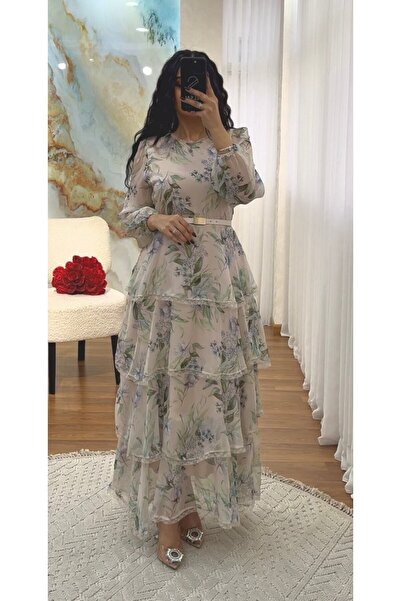 SELSAL Layered floral chiffon dress