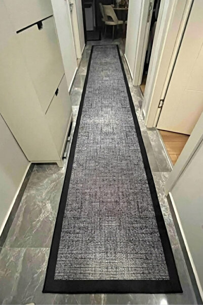 VOPTEKS Siyah Halı Yolluk Makinede Yıkanabilir Halı Kaymaz Taban Halı