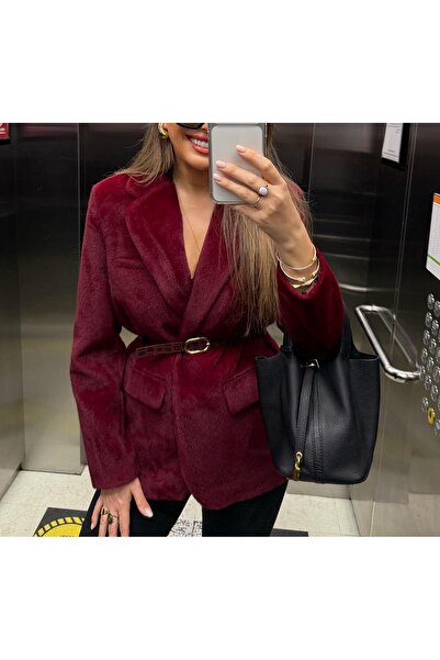 Lavanta Tekstil Belted Plush Blazer Jacket