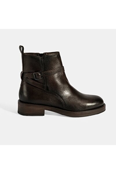 Desa Women's Brown Adjustable Buckle Leather Boots