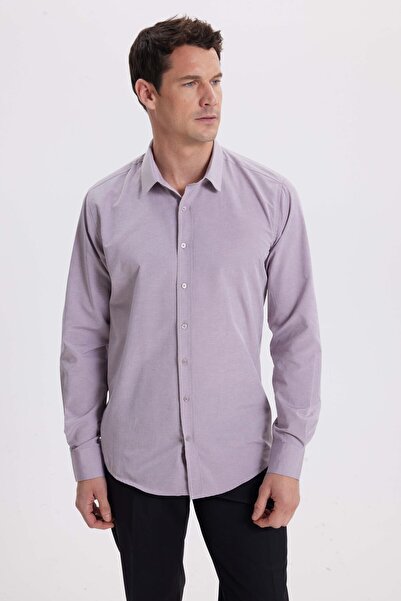 Tudors Modern Slim Fit Long Sleeve Cotton Easy Iron Dobby Dusty Rose Men's Shirt