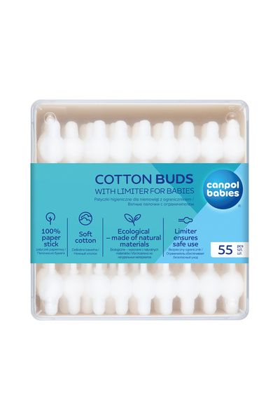 Canpol babies Bețișoare din bumbac sigure, cu limitator, pentru bebeluși 55 b...