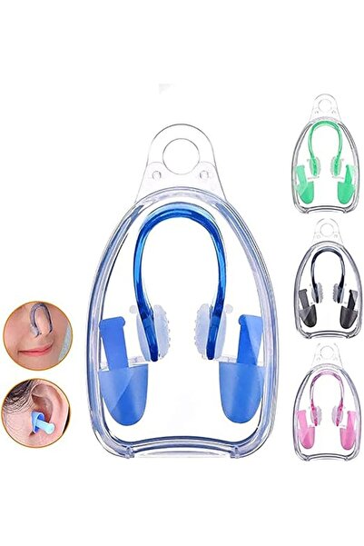 KASTWAVE مجموعة من 4 مشابك أنف وسدادات أذن للسباحة (أسود/وردي/أخضر/أزرق)