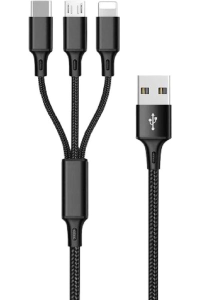 Generic Multi USB Charging Cable 3A - 3-in-1 Fast Charger (Lightning, USB-C, Micro USB)