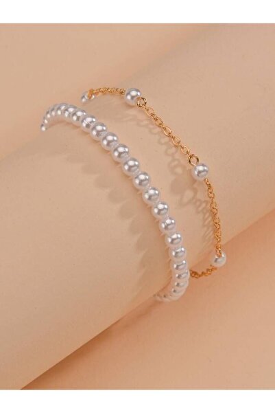 Shiklik 2-Piece Pearl Chain Women's Elegant Bracelet Set