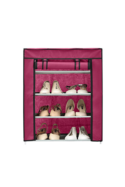 Lawazim 4-Tier Shoe Rack with Dust Cover 60x30x72cm - Easy Assembly Storage